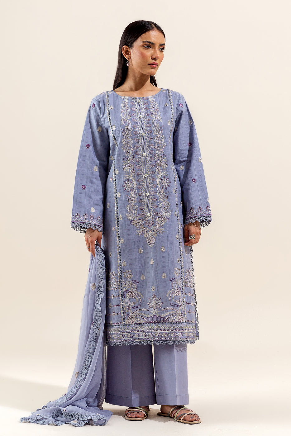 3 PIECE EMBROIDERED LAWN SUIT-STERLING PEARL (UNSTITCHED)