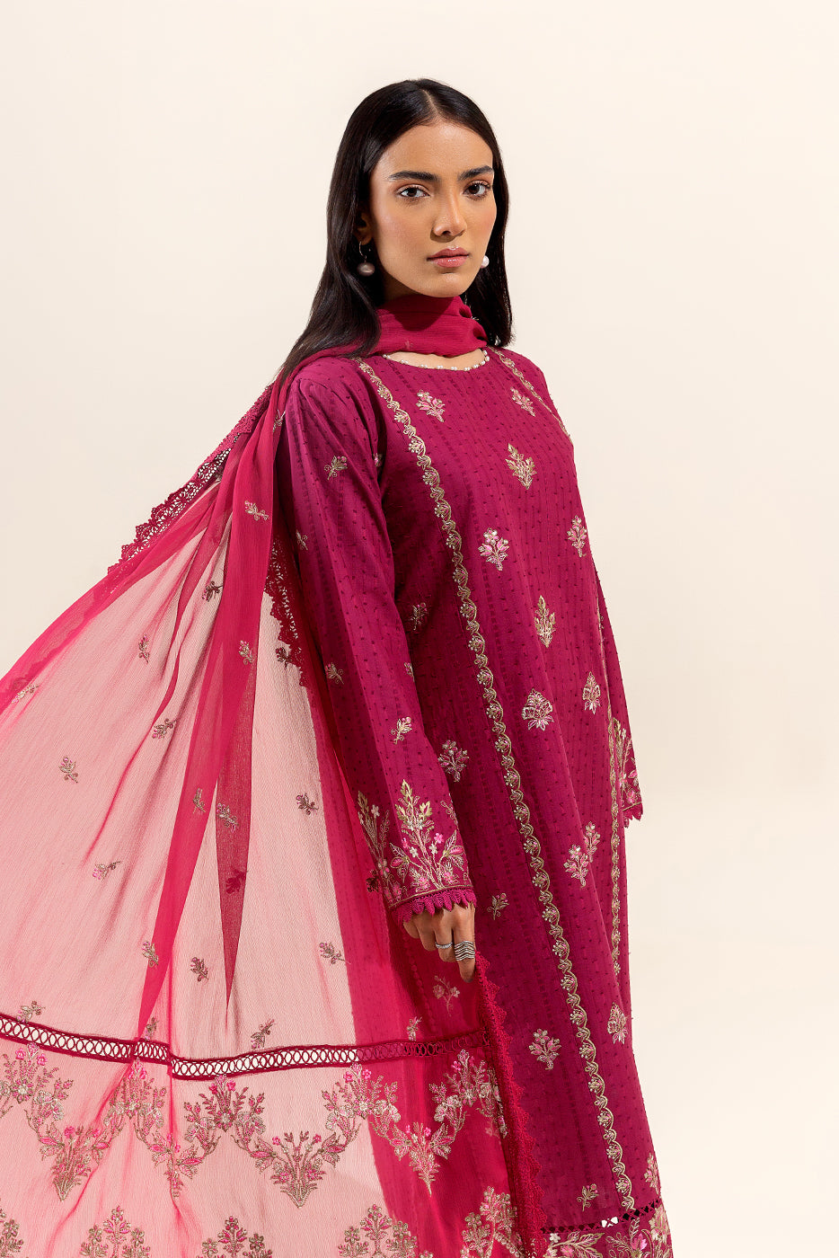 3 PIECE EMBROIDERED LAWN SUIT-CARMINE QUARTZ (UNSTITCHED)