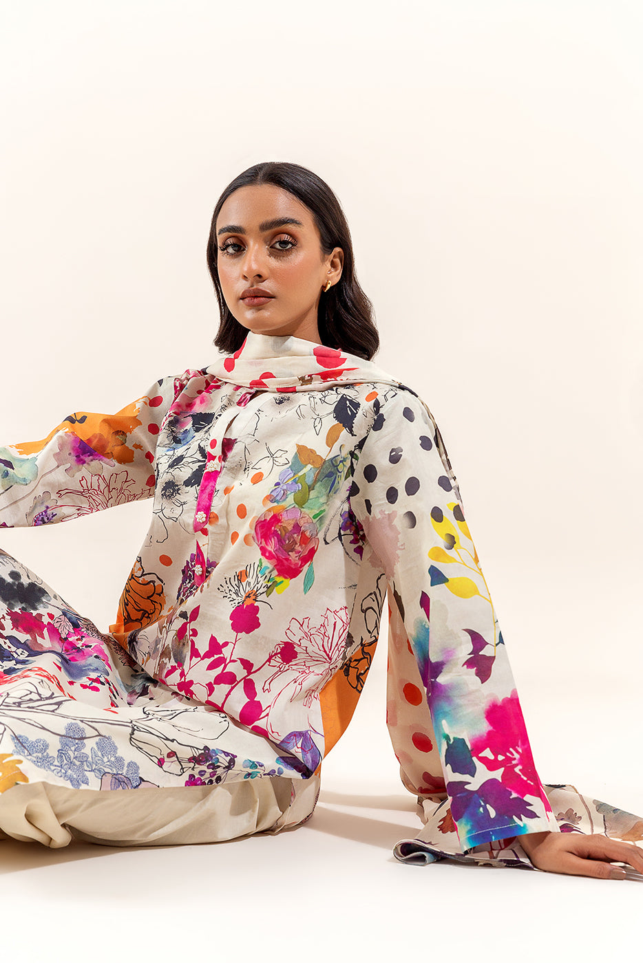 2 PIECE PRINTED LAWN SUIT-TROPICAL BREEZE (UNSTITCHED)