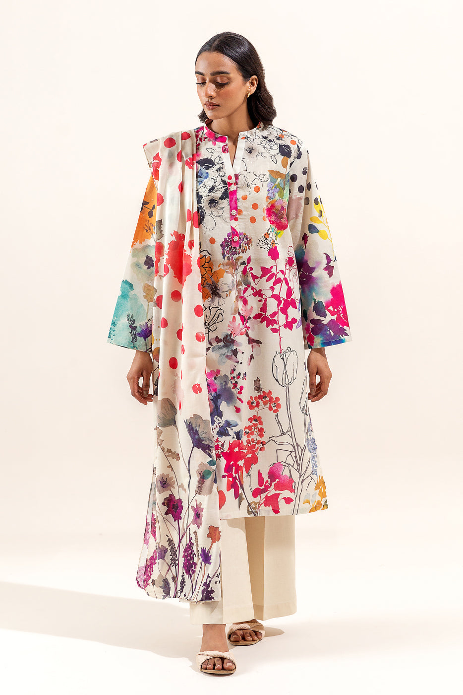 2 PIECE PRINTED LAWN SUIT-TROPICAL BREEZE (UNSTITCHED)