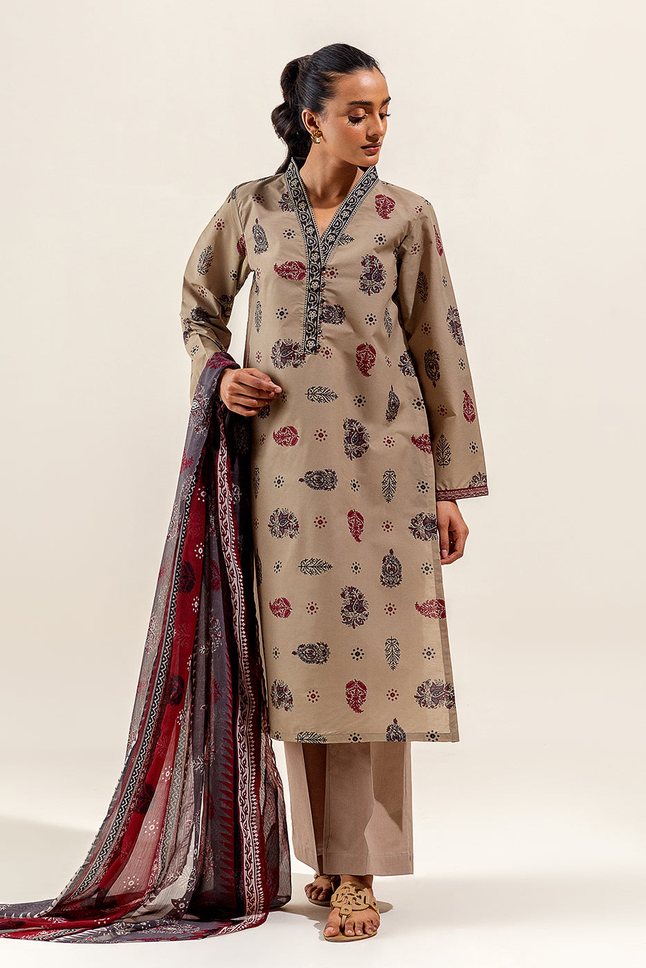 3 PIECE PRINTED SUIT-FROSTY SPRING (UNSTITCHED)