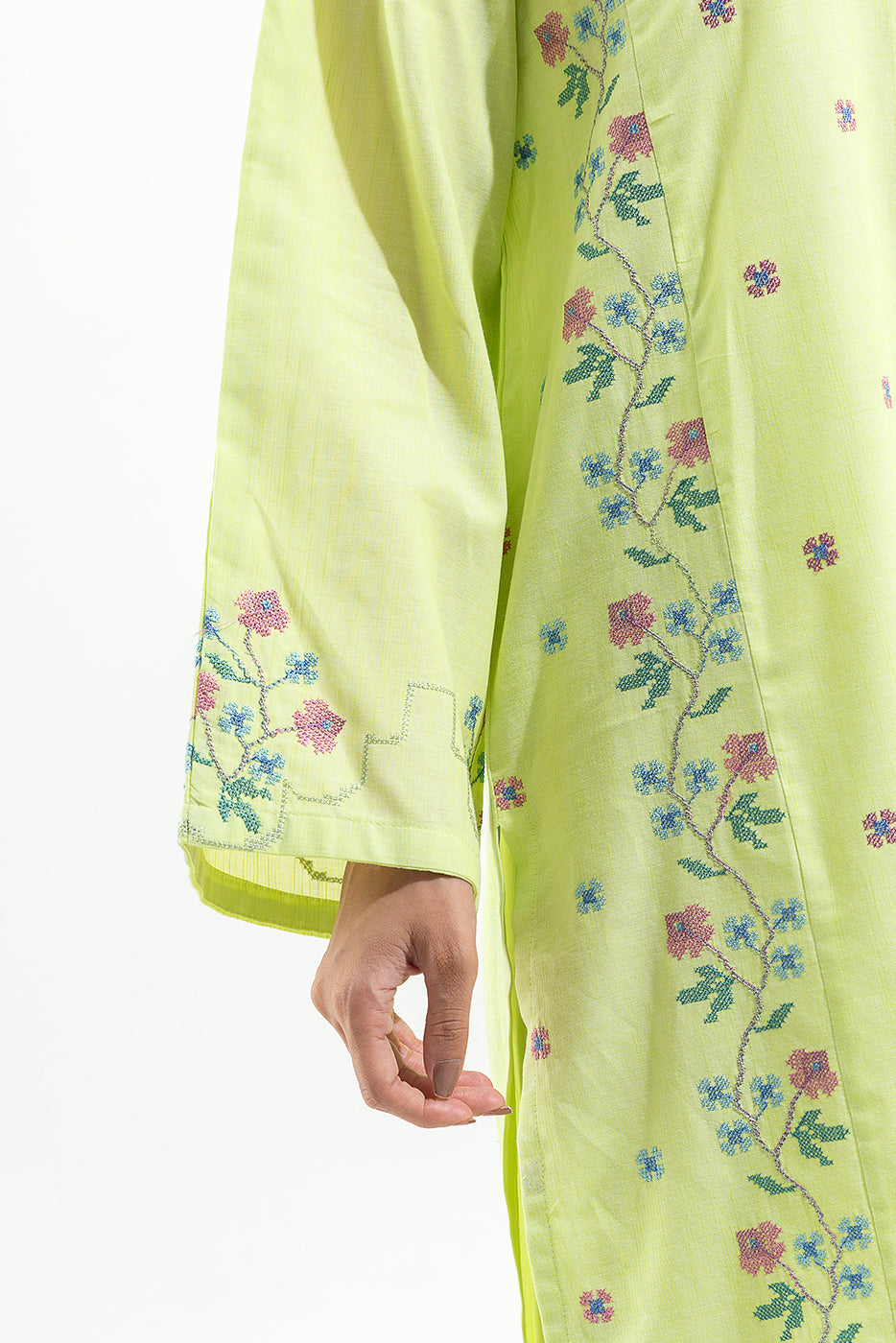 2 PIECE EMBROIDERED CHAMBRAY SUIT (PRET)