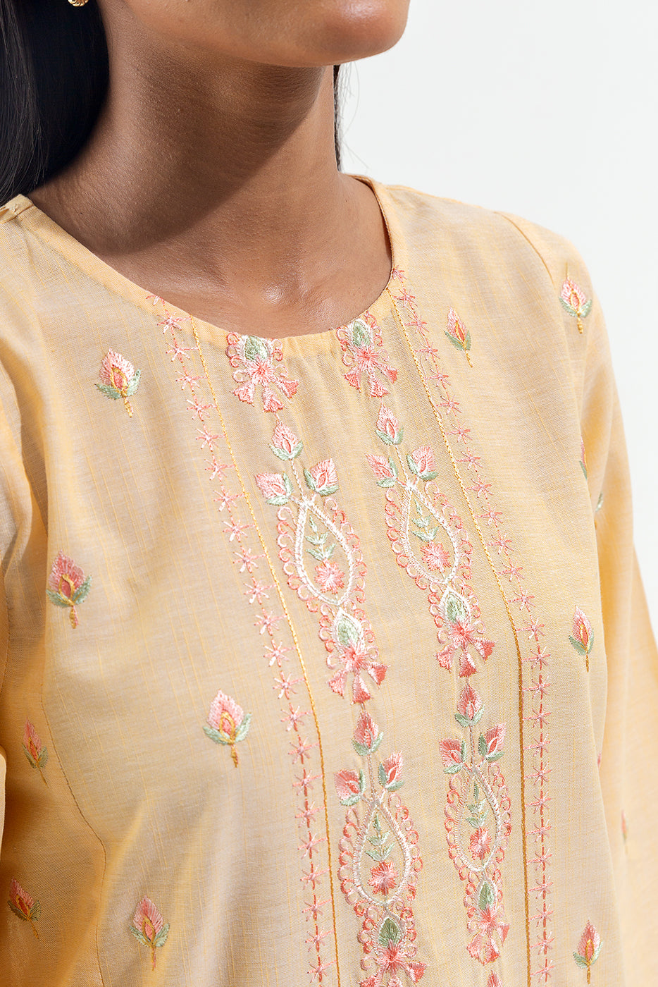 2 PIECE EMBROIDERED CHAMBRAY SUIT (PRET)