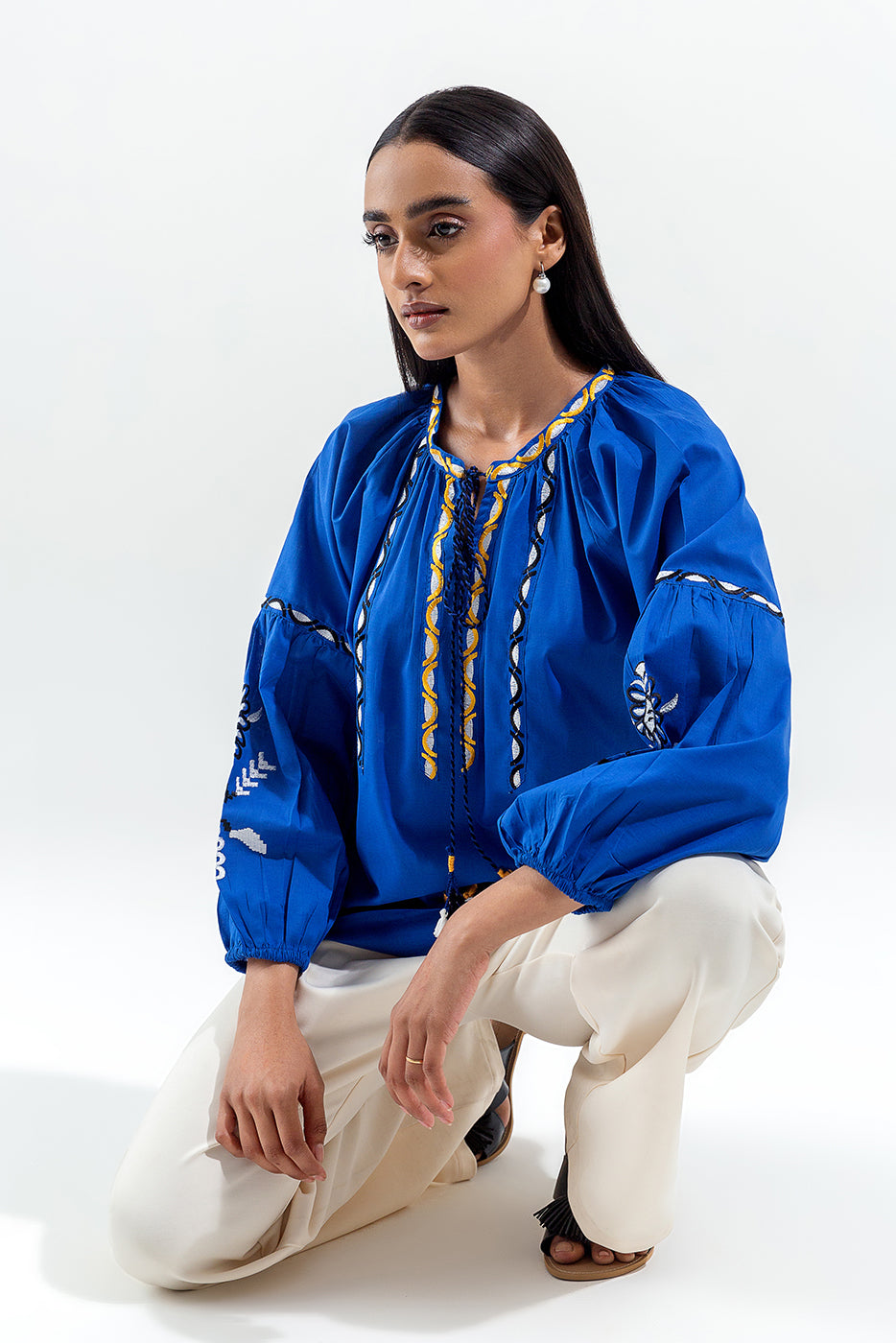 EMBROIDERED FUSION LAWN TOP (PRET) - BEECHTREE