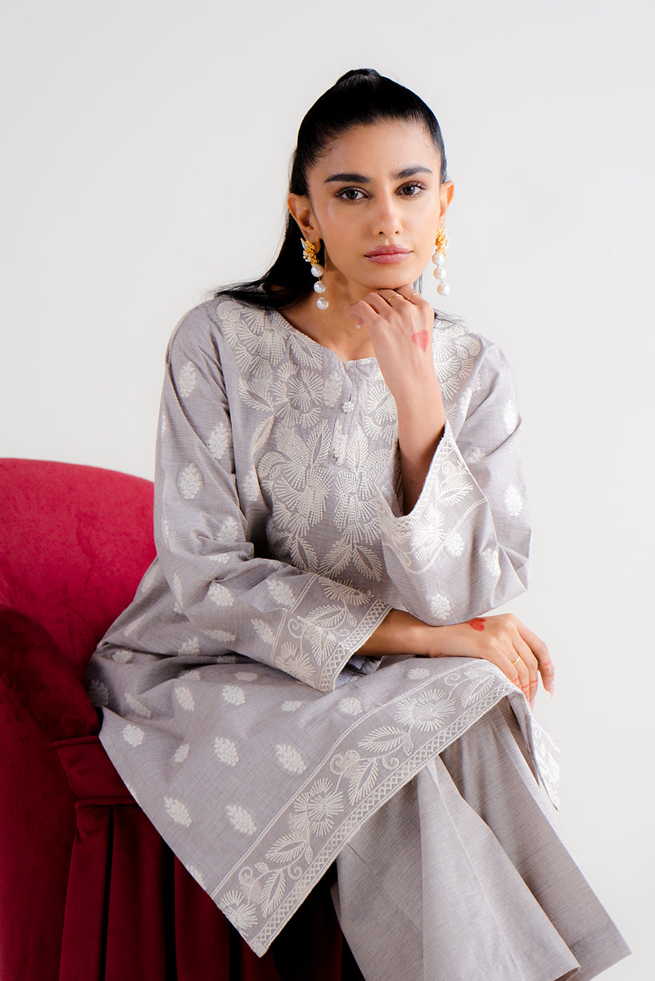 2 PIECE EMBROIDERED TWO TONE JACQUARD SUIT-QUARTZ GLOW (UNSTITCHED) - BEECHTREE