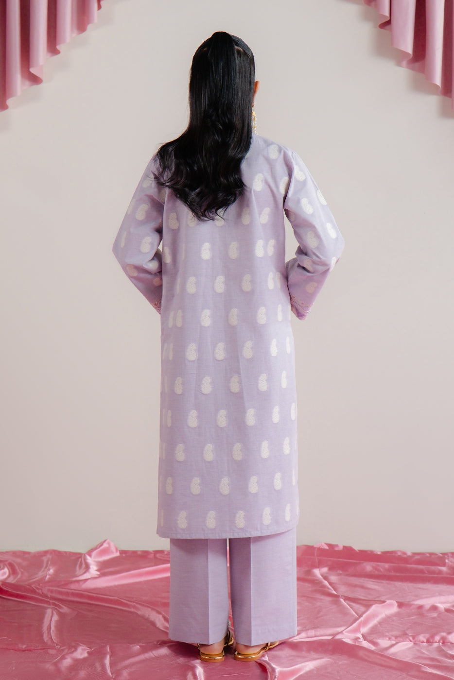 2 PIECE EMBROIDERED TWO TONE JACQUARD SUIT-LAVENDER DEW (UNSTITCHED)