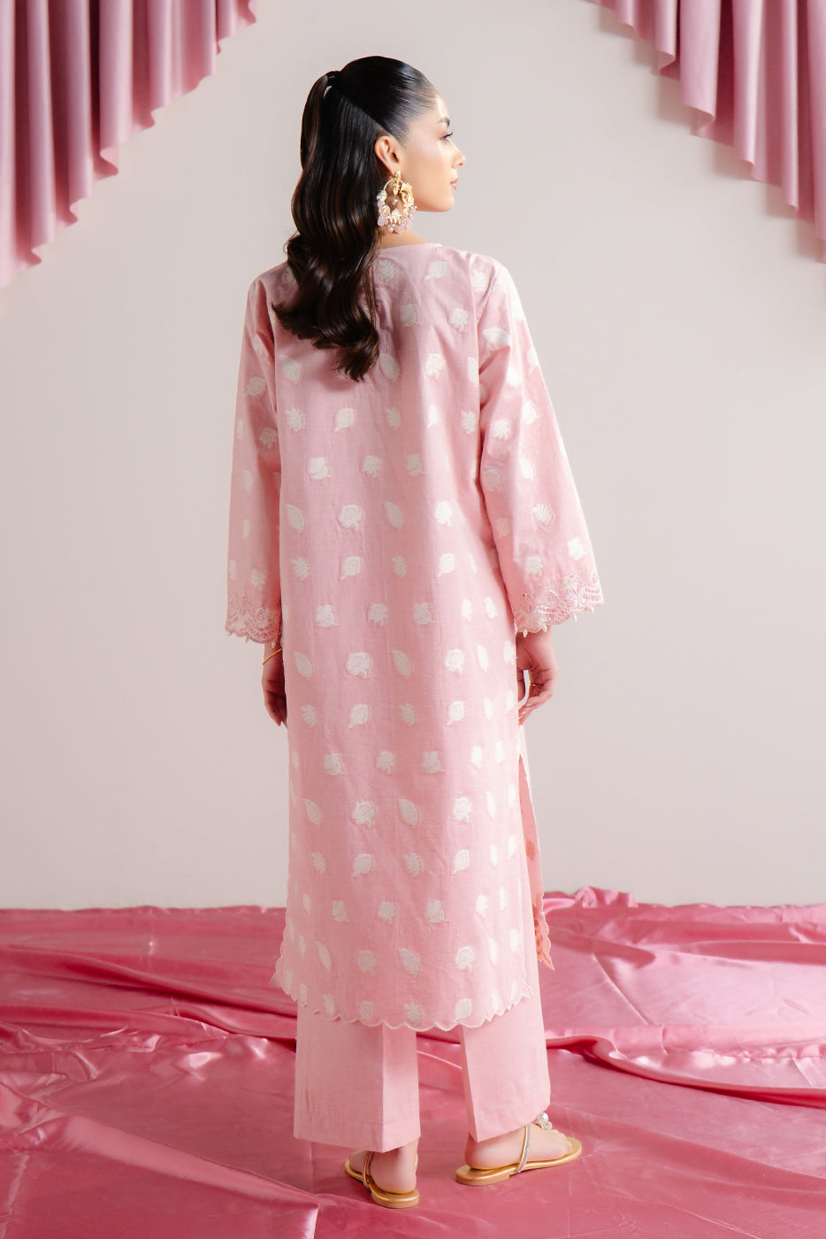 2 PIECE EMBROIDERED TWO TONE JACQUARD SUIT-DUSTY ROSE (UNSTITCHED)