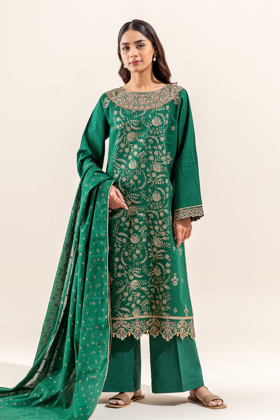 3 PIECE EMBROIDERED JACQUARD SUIT (UNSTITCHED)