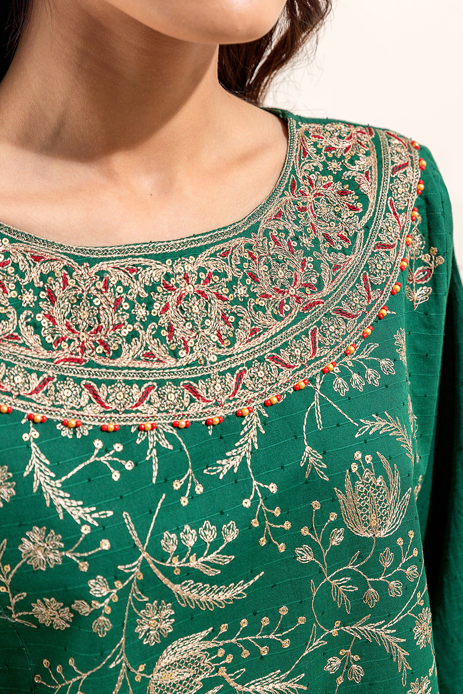 3 PIECE EMBROIDERED JACQUARD SUIT (UNSTITCHED)