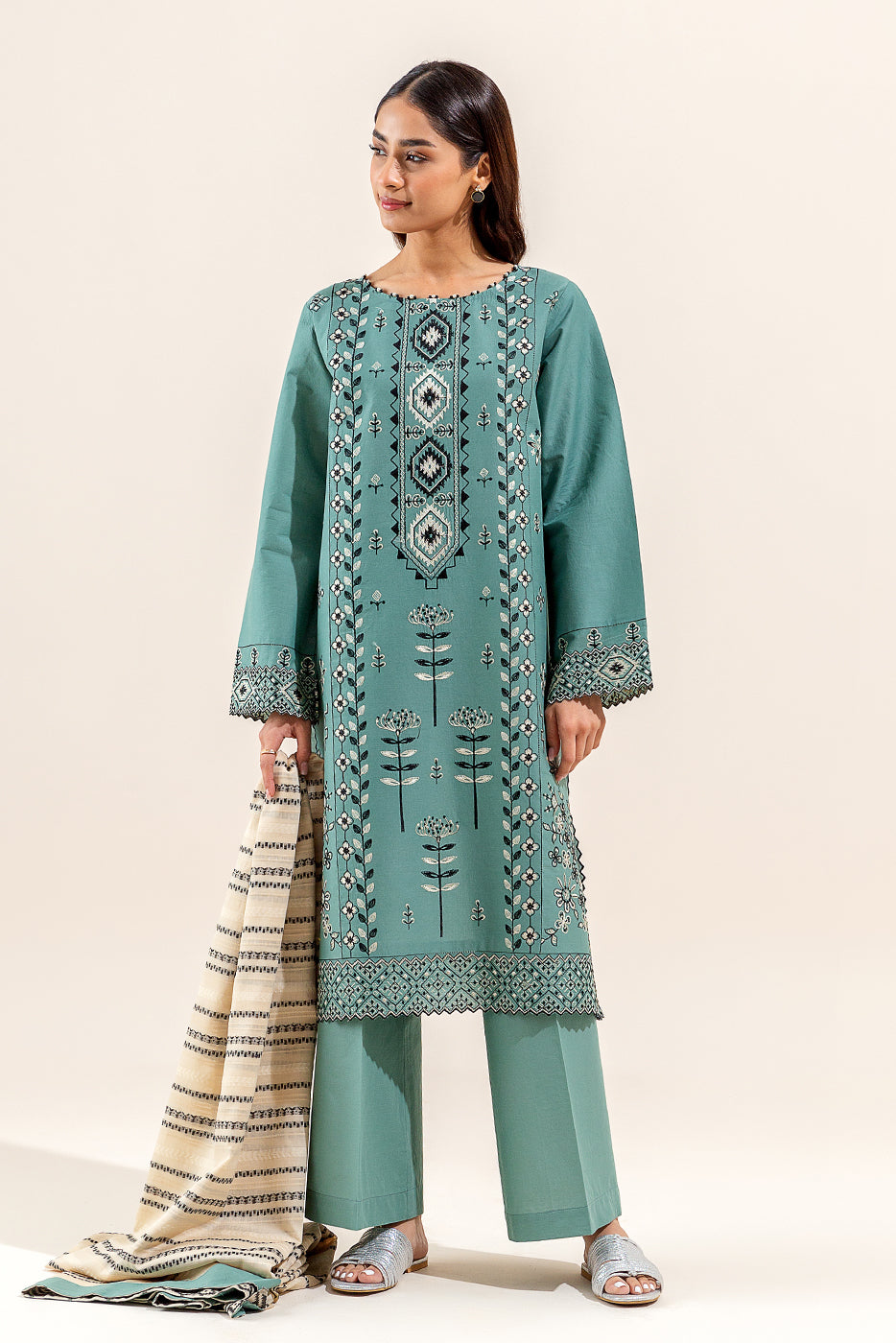 3 PIECE EMBROIDERED LAWN SUIT (UNSTITCHED)