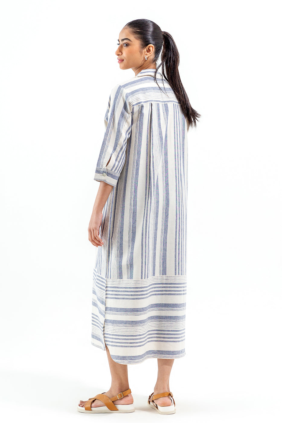 STRIPED LONG SHIRT DRESS