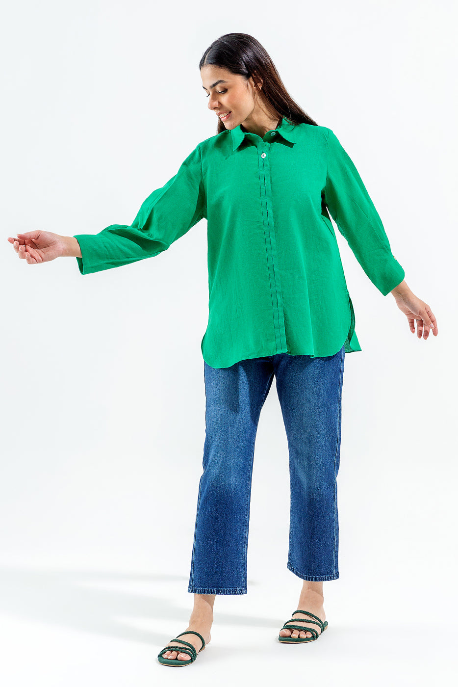 GREEN BUTTON-THROUGH SHIRT