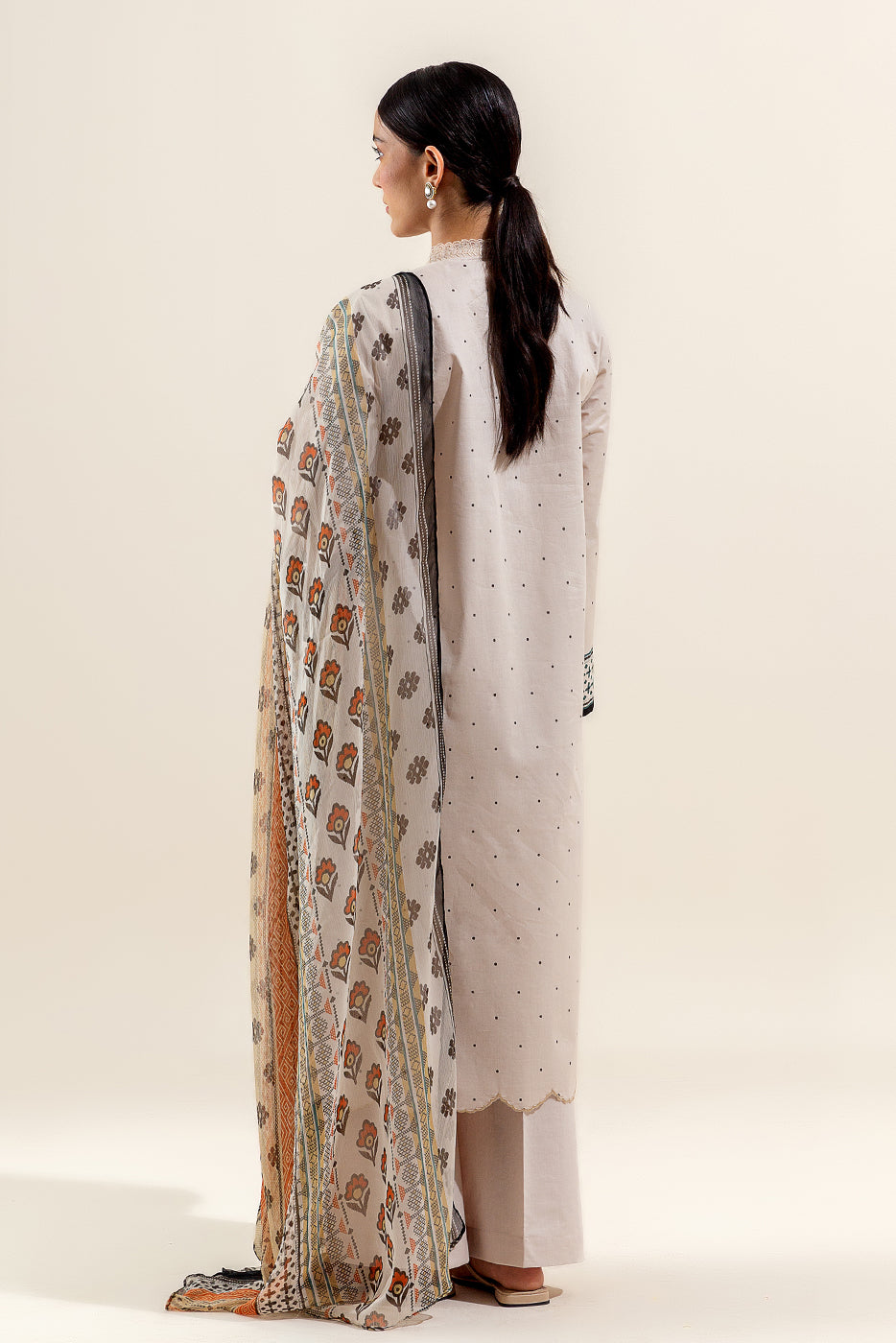 2 PIECE EMBROIDERED LAWN SUIT-MOCHA FROST (UNSTITCHED)