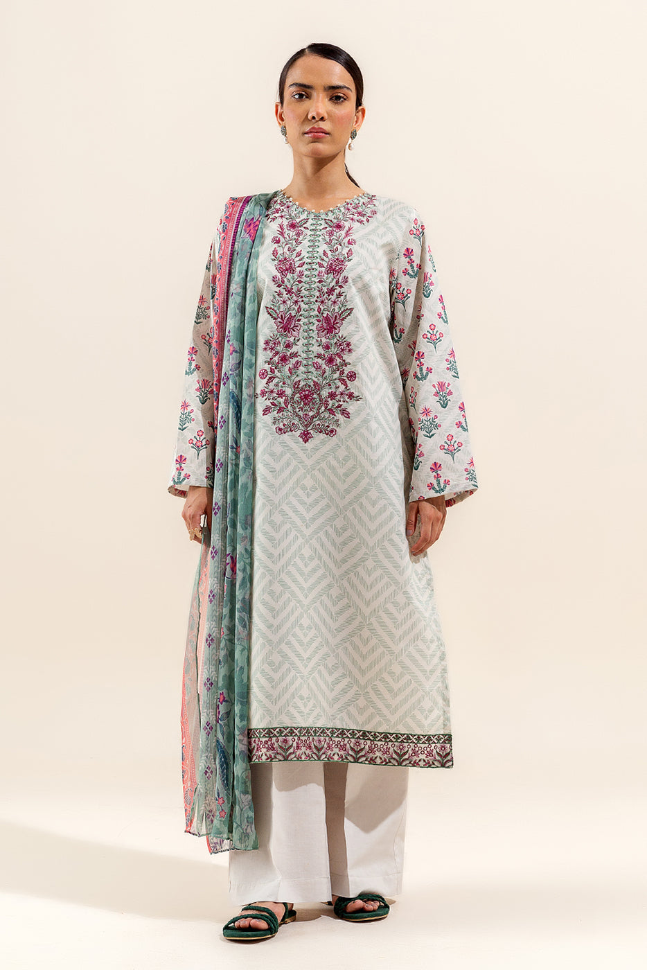 2 PIECE EMBROIDERED LAWN SUIT-PRIMROSE ASH (UNSTITCHED)