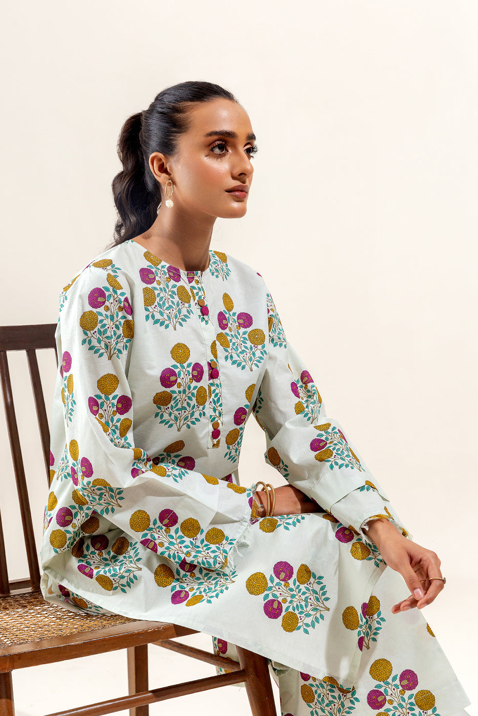 2 PIECE PRINTED SUIT-IVORY BLISS (UNSTITCHED) - BEECHTREE