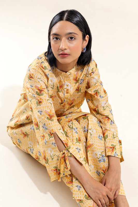 2 PIECE PRINTED LAWN SUIT-BEIGE GLORY (UNSTITCHED)