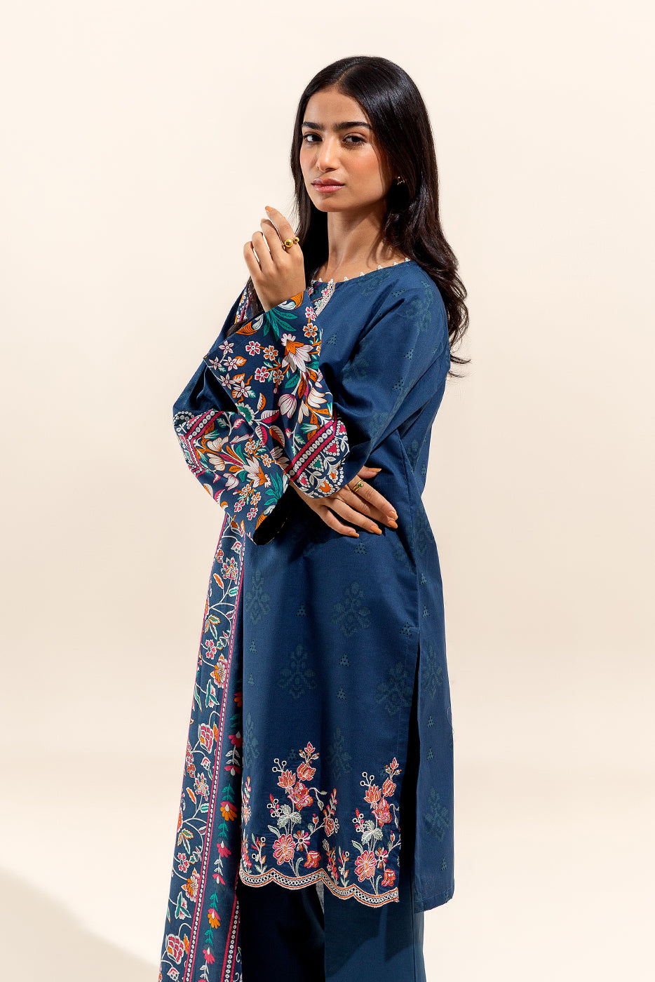 3 PIECE EMBROIDERED LAWN SUIT-DENIM BLOOM (UNSTITCHED)