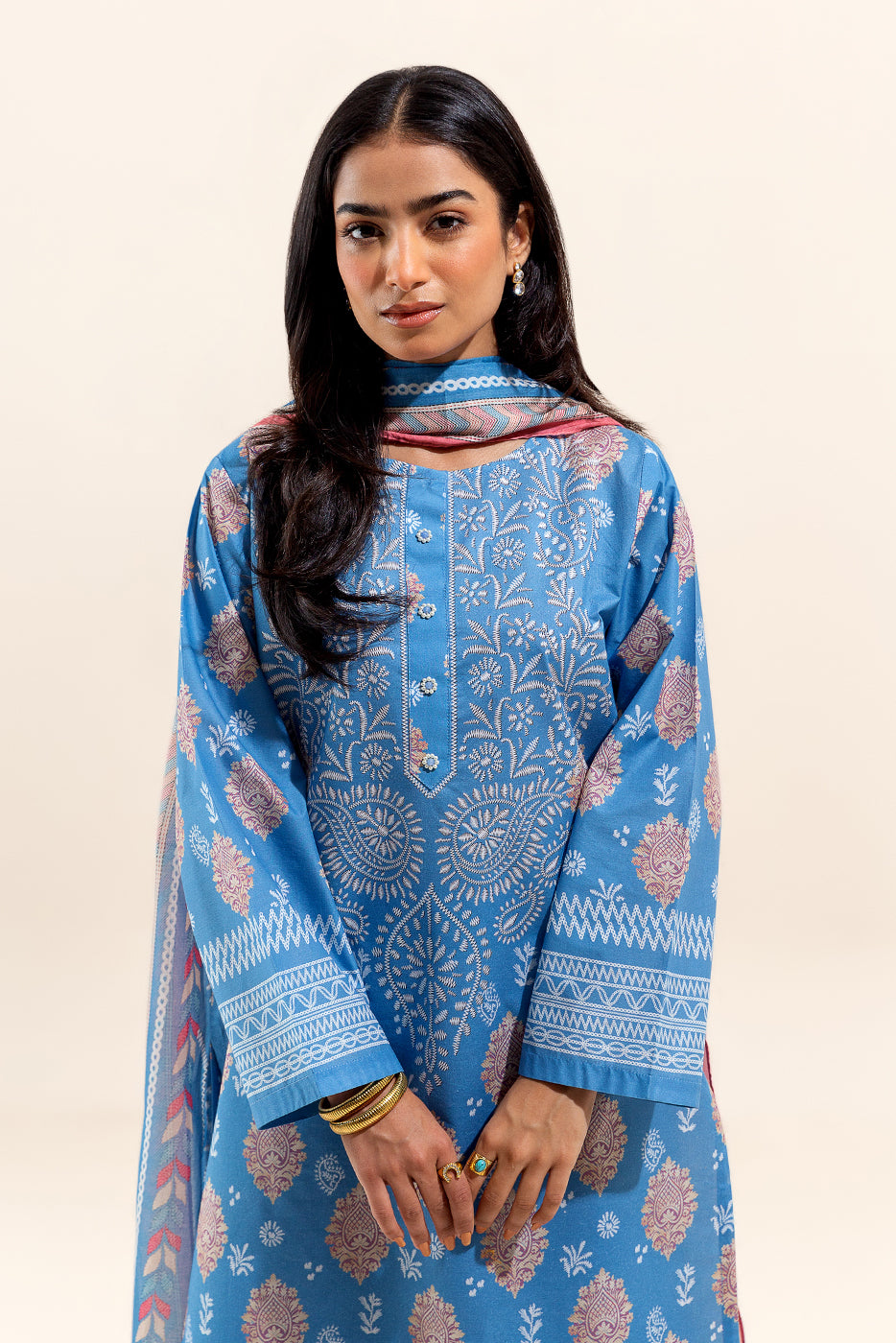 3 PIECE PRINTED LAWN SUIT-CAROLINA TINTS (UNSTITCHED)
