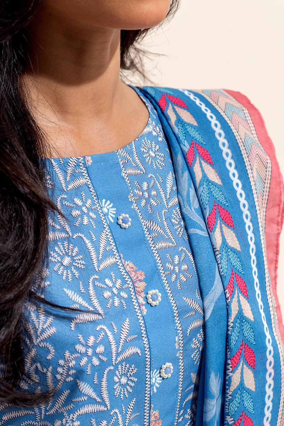 3 PIECE PRINTED LAWN SUIT-CAROLINA TINTS (UNSTITCHED)
