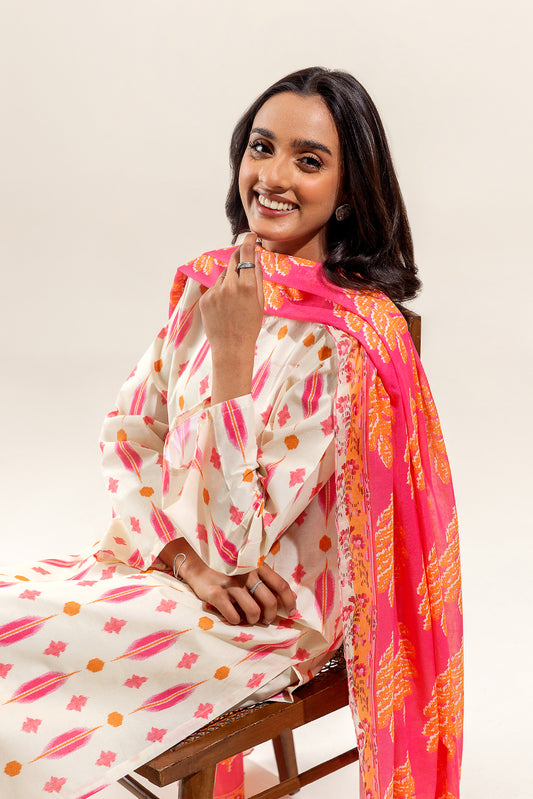3 PIECE PRINTED SUIT-IKAT PEARL (UNSTITCHED)