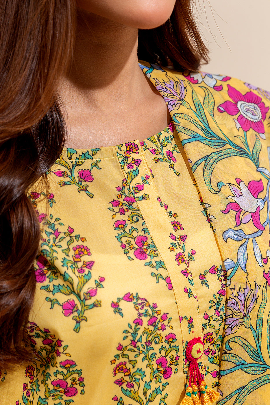 3 PIECE PRINTED LAWN SUIT-AMBER GLEAM (UNSTITCHED)