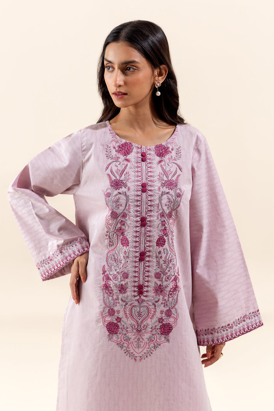 1 PIECE EMBROIDERED JACQUARD SHIRT-PASTEL HAZE (UNSTITCHED)