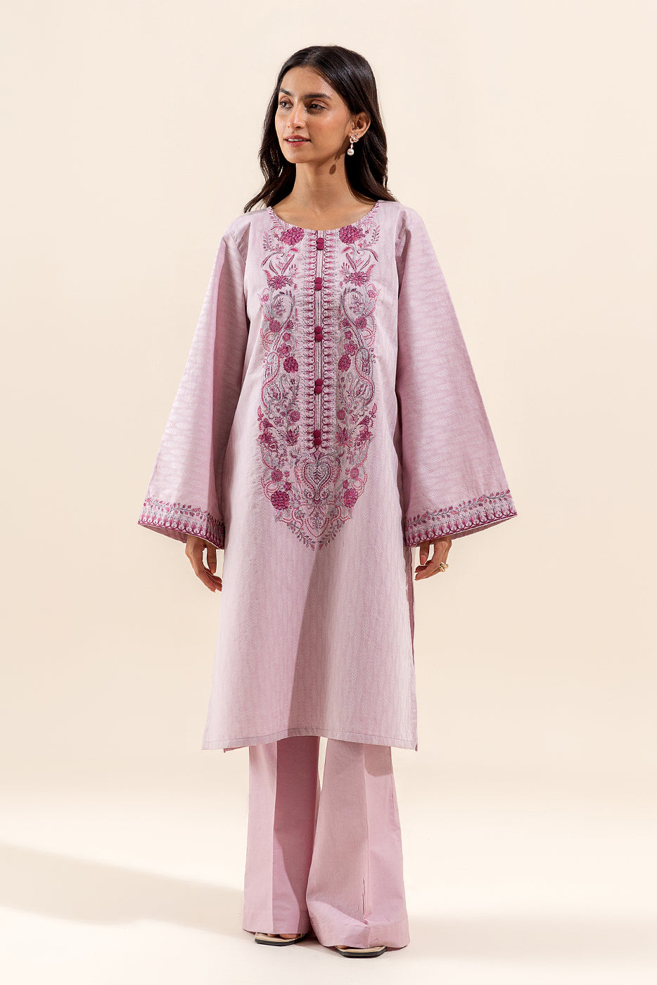1 PIECE EMBROIDERED JACQUARD SHIRT-PASTEL HAZE (UNSTITCHED)
