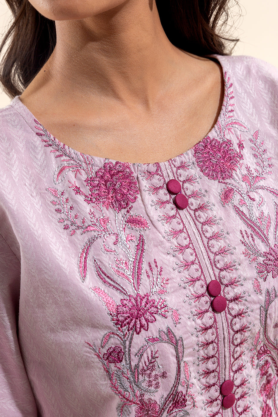 1 PIECE EMBROIDERED JACQUARD SHIRT-PASTEL HAZE (UNSTITCHED)