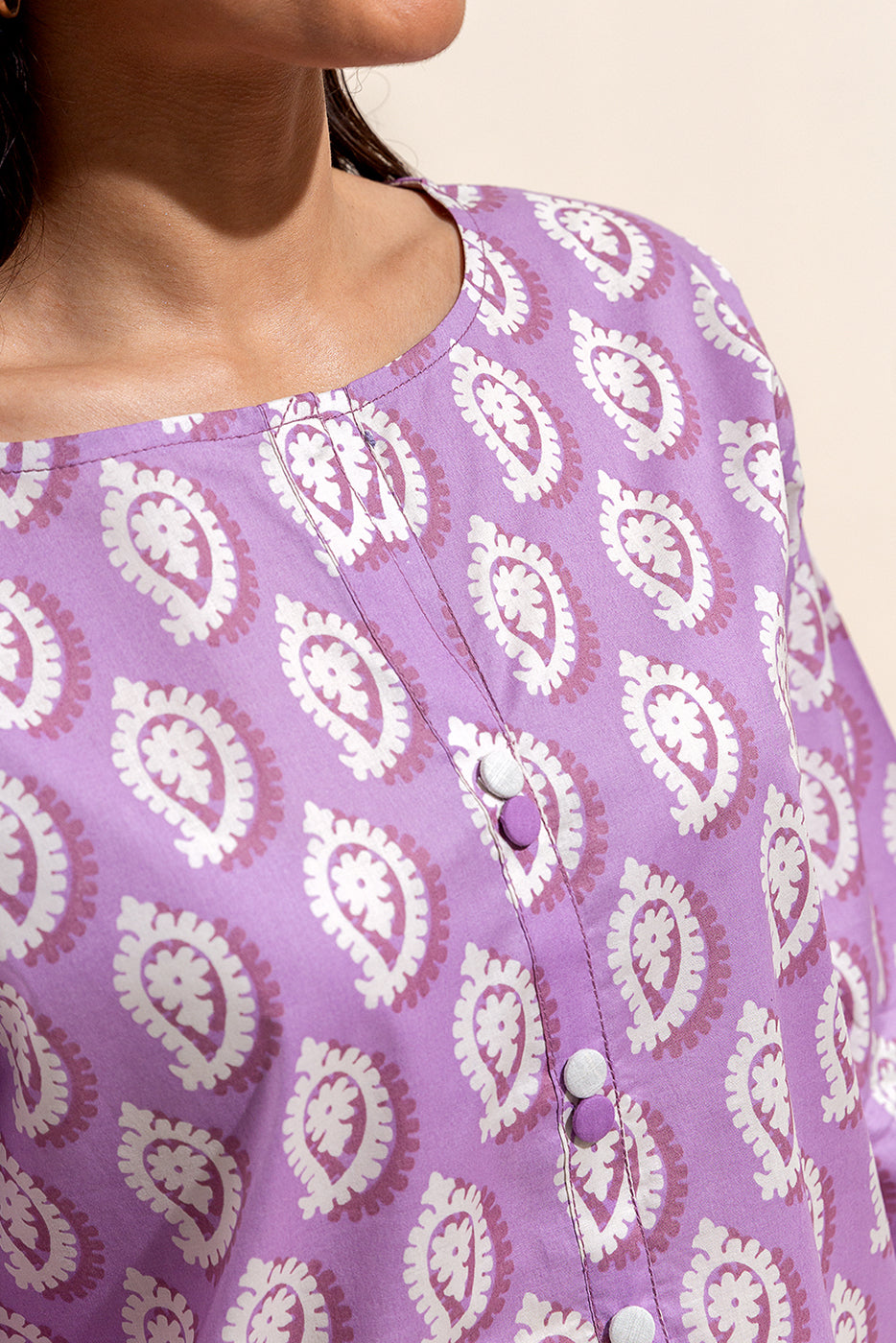 3 PIECE PRINTED LAWN SUIT-LAVENDER BLISS (UNSTITCHED)