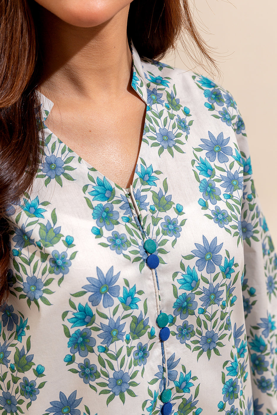 3 PIECE PRINTED LAWN SUIT-ETHNIC AZURE (UNSTITCHED)