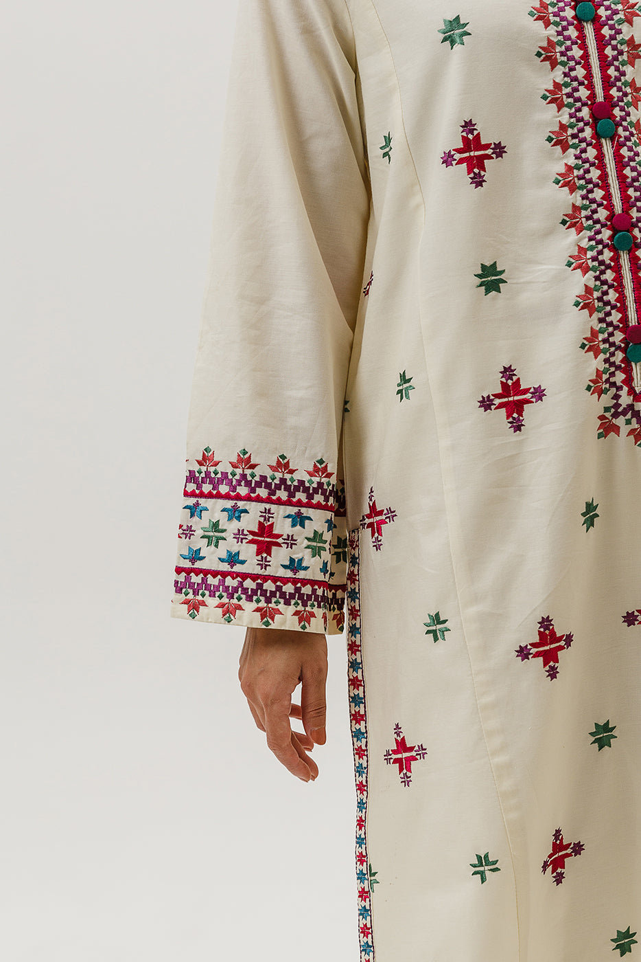 2 PIECE EMBROIDERED CAMBRIC SUIT (PRET)