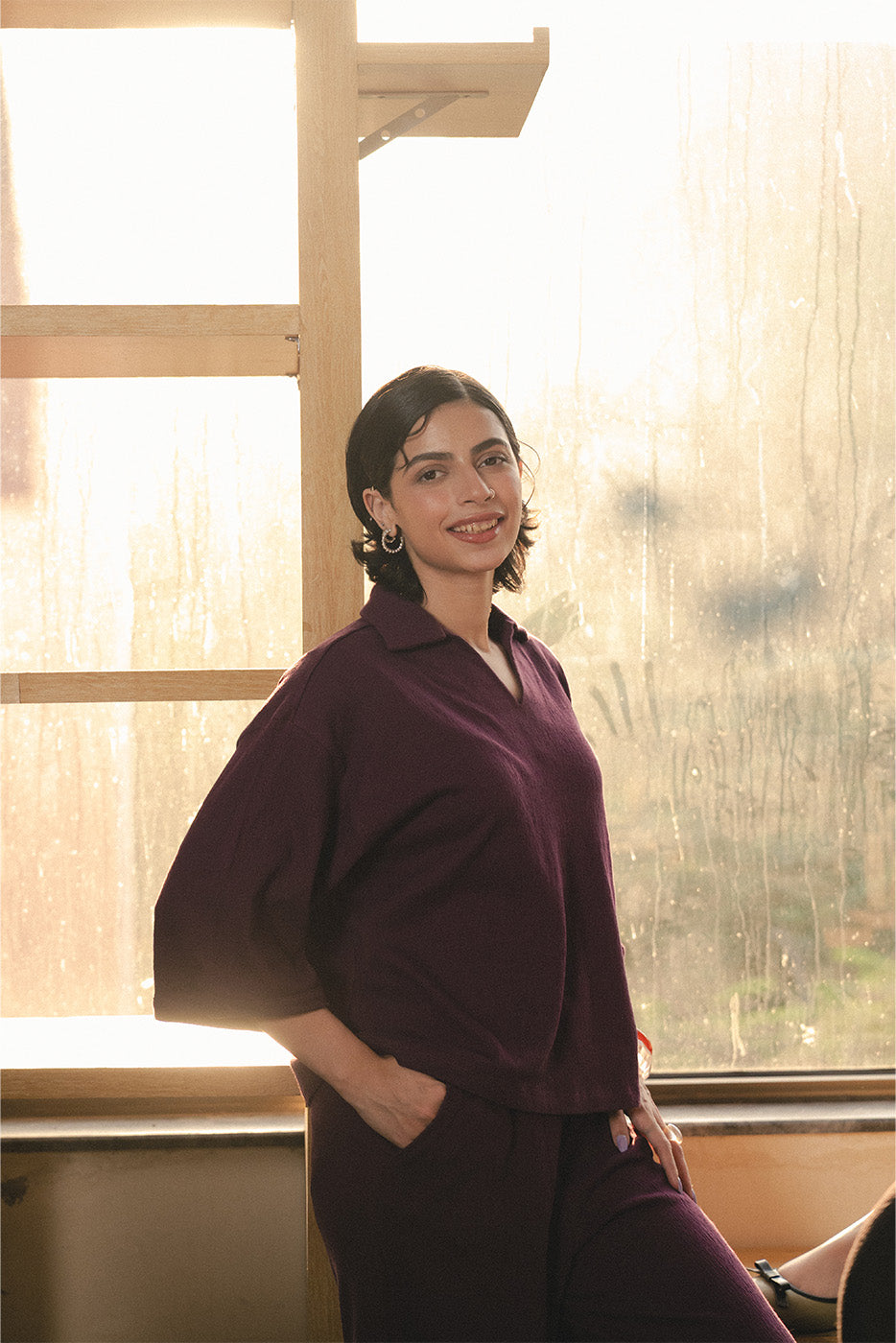 SEAR SUCKER COLLAR SHIRT