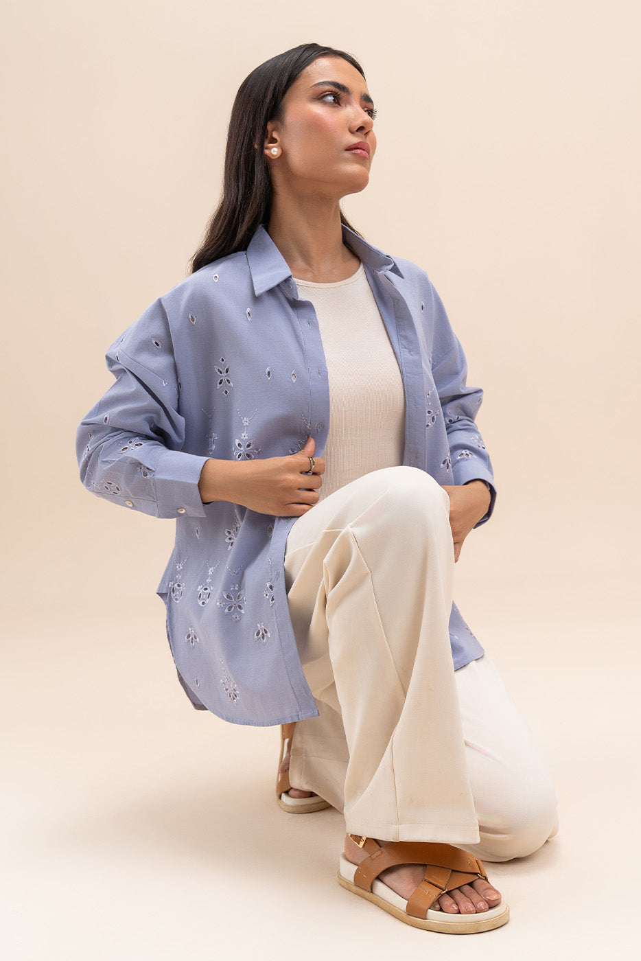 EMBROIDERED BUTTON-THROGH SHIRT
