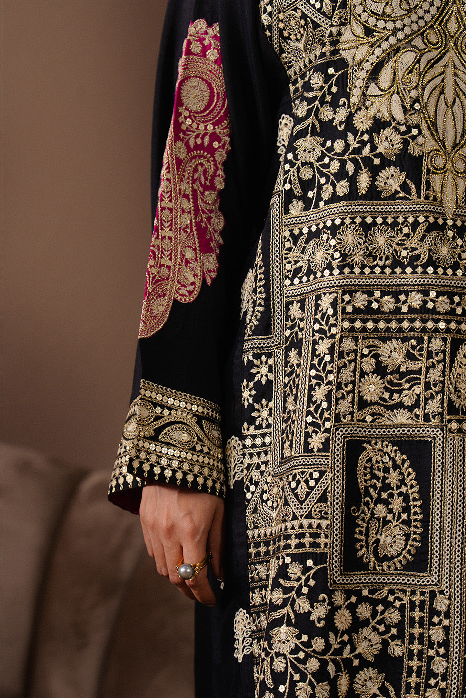 2 PIECE EMBROIDERED RAW SILK SUIT (LUXURY-PRET)