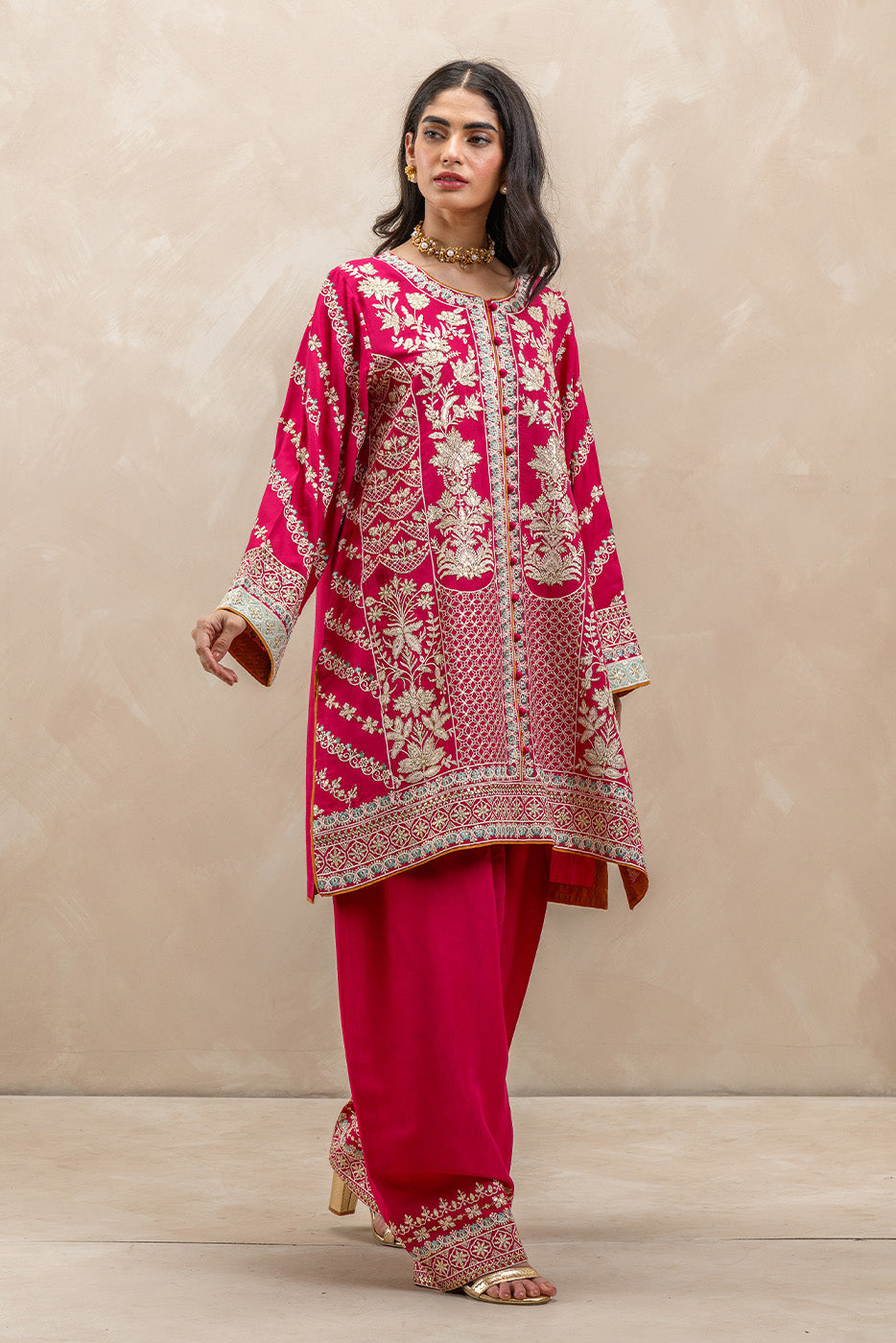 2 PIECE EMBROIDERED RAW SILK SUIT (LUXURY-PRET)
