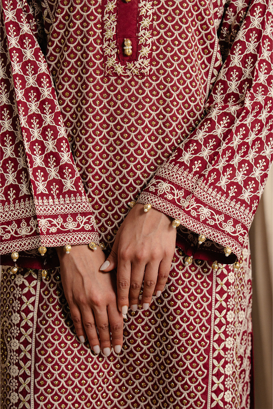 2 PIECE EMBROIDERED RAW SILK SUIT (LUXURY-PRET)