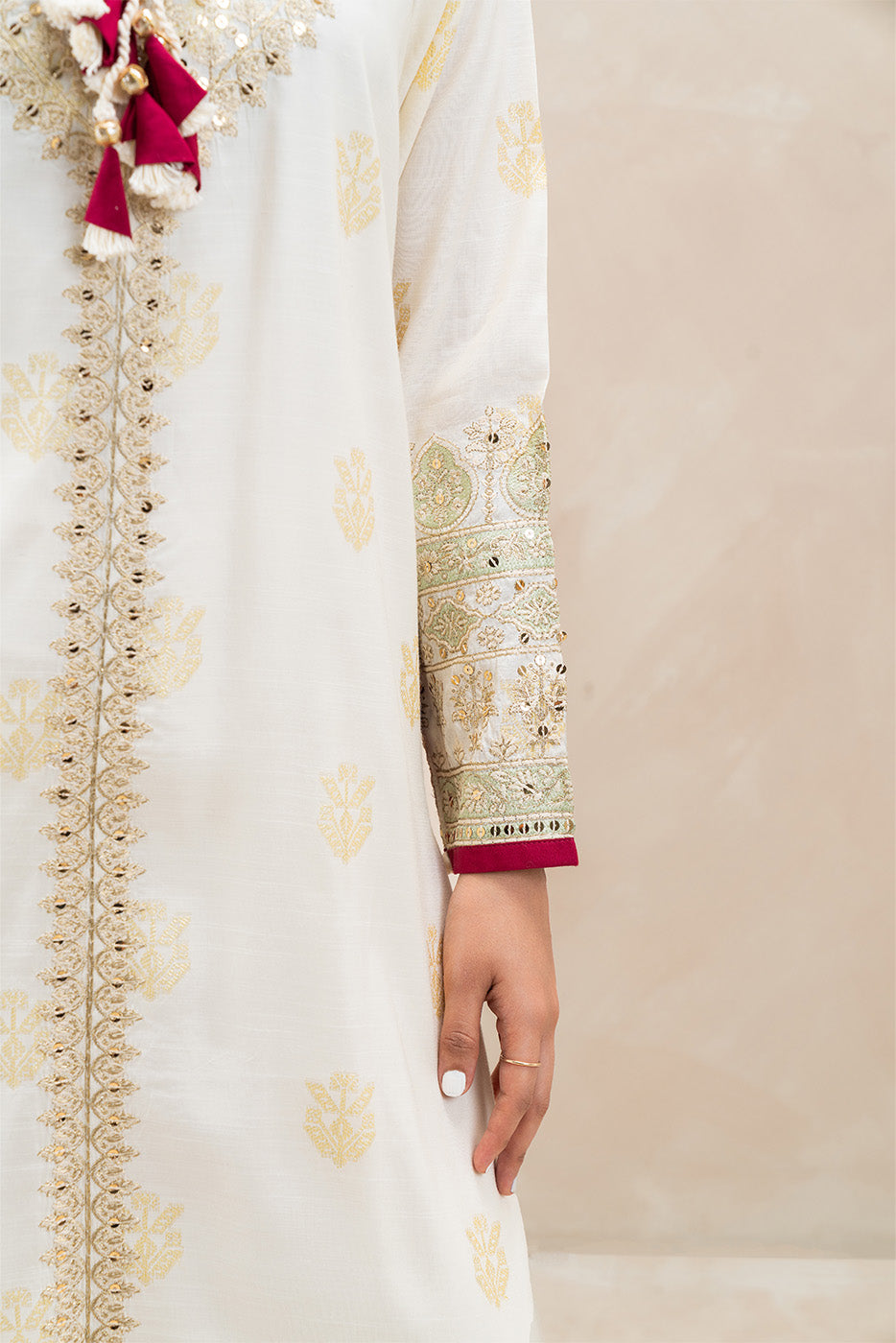 2 PIECE EMBROIDERED RAW SILK JACQUARD SUIT (LUXURY-PRET)