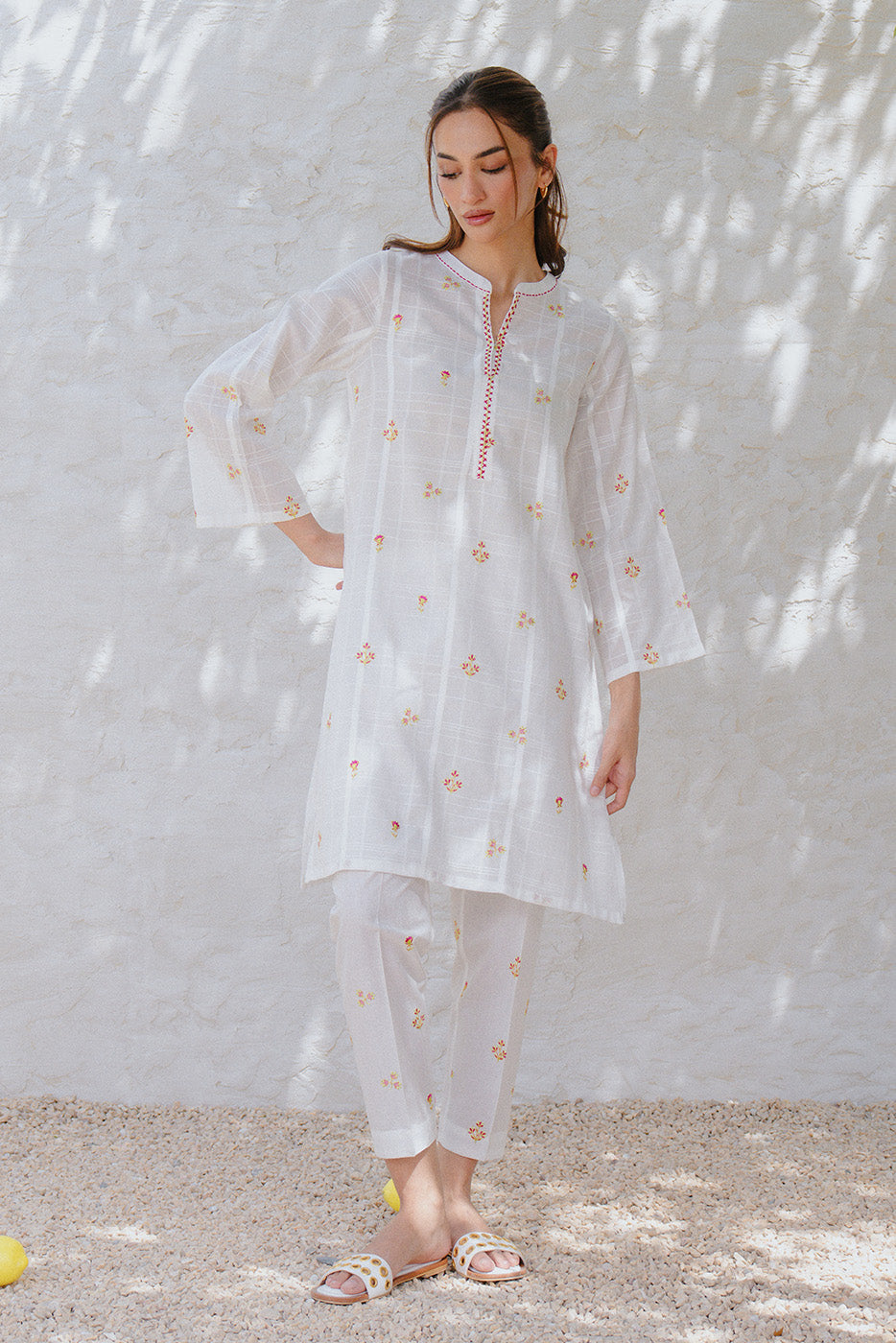 2 PIECE EMBROIDERED DORIA DOBBY SUIT (PRET)