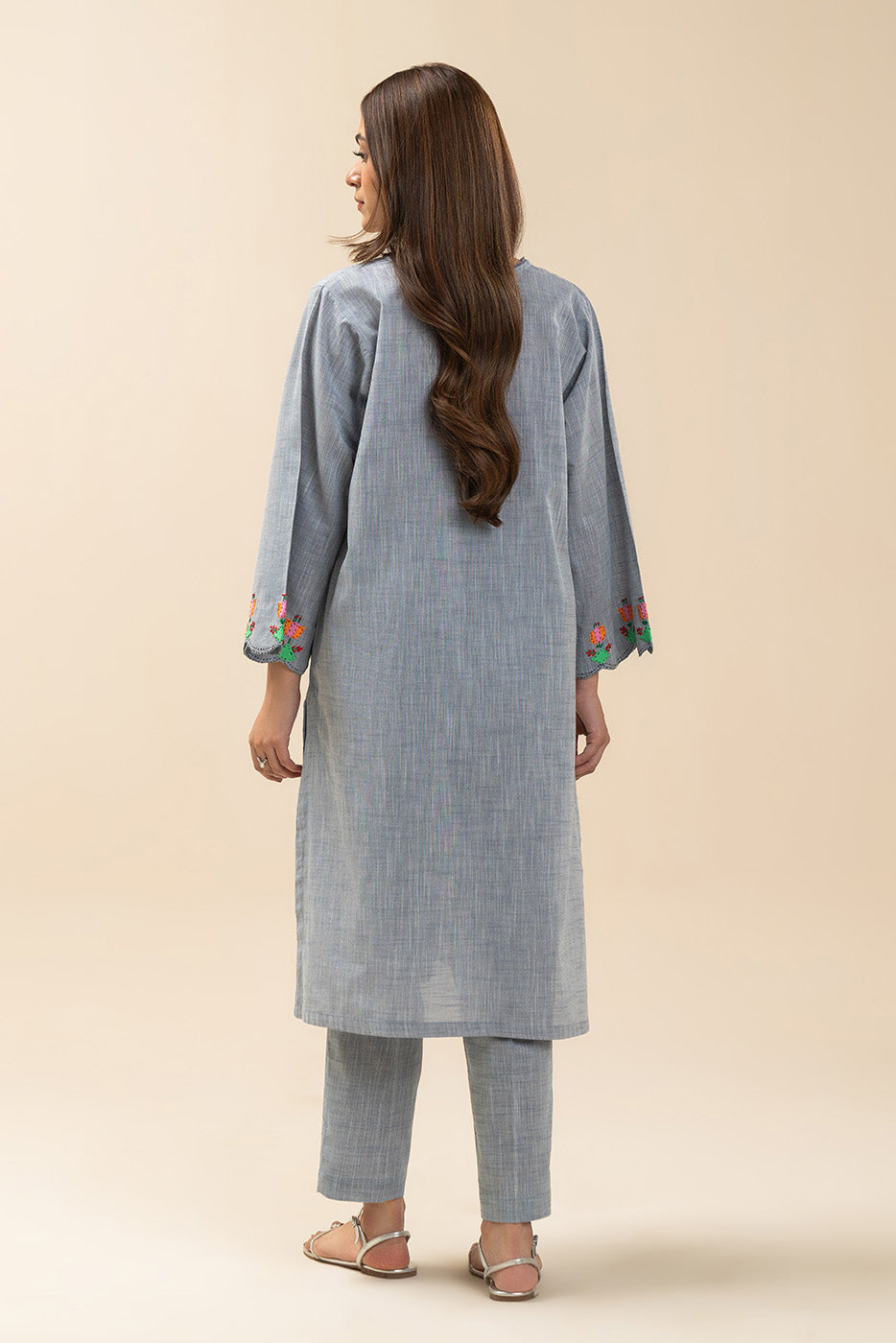 2 PIECE SOLID CHAMBRAY SUIT (PRET)