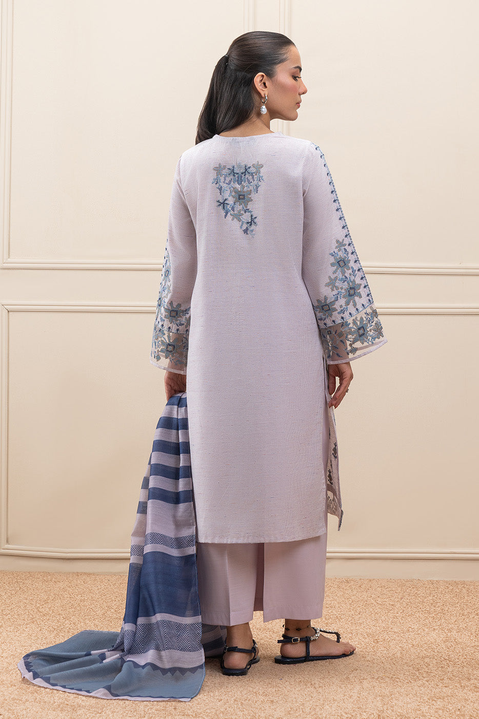 3 PIECE PRINTED NET MULTI NEPS SUIT (PRET)
