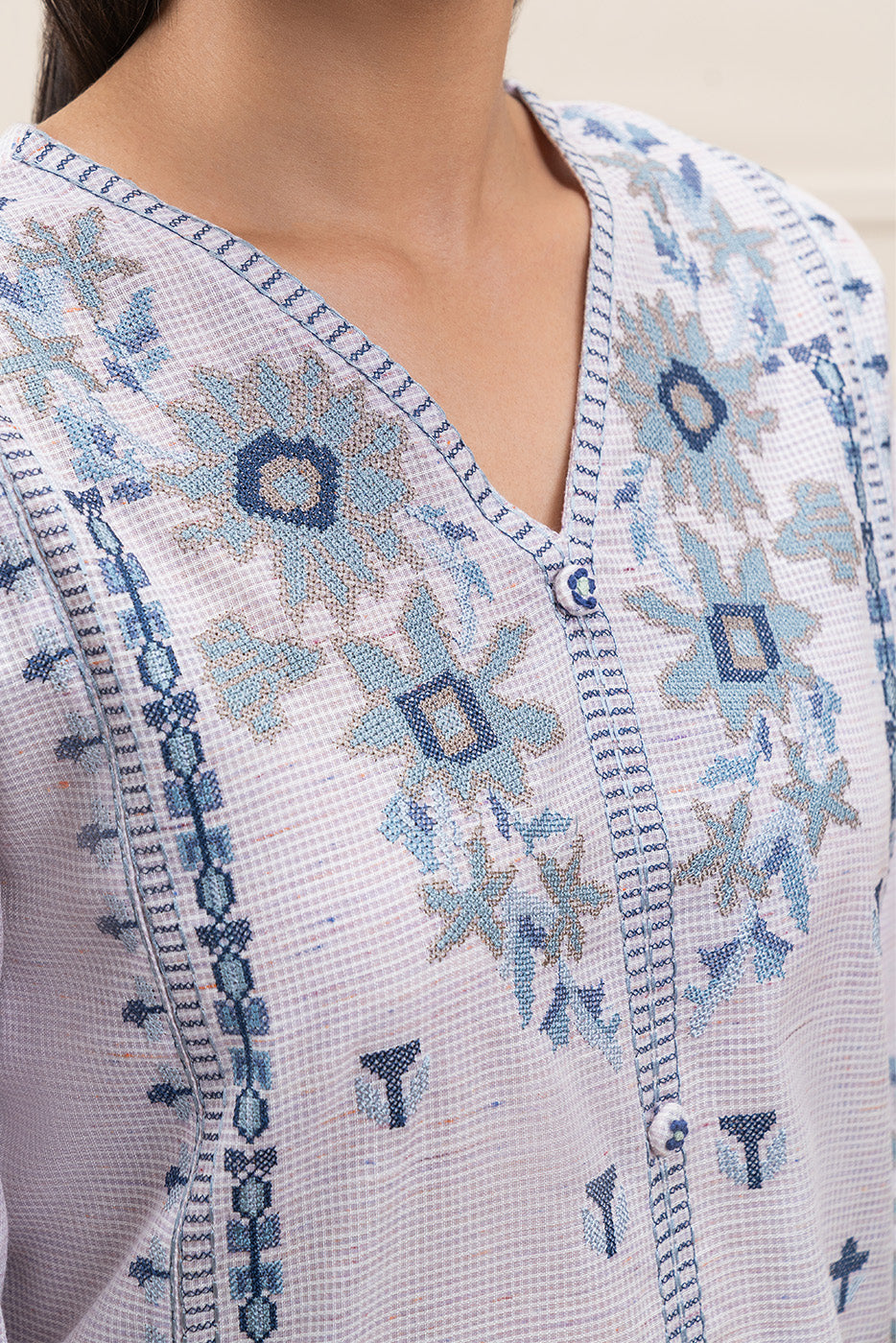 3 PIECE PRINTED NET MULTI NEPS SUIT (PRET)