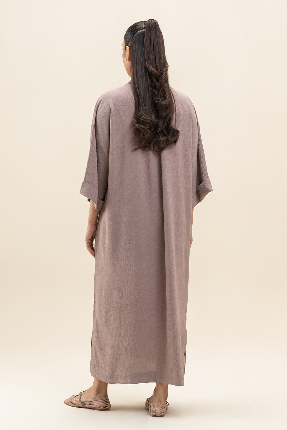 NOTCH COLLAR LOOSE FIT DRESS