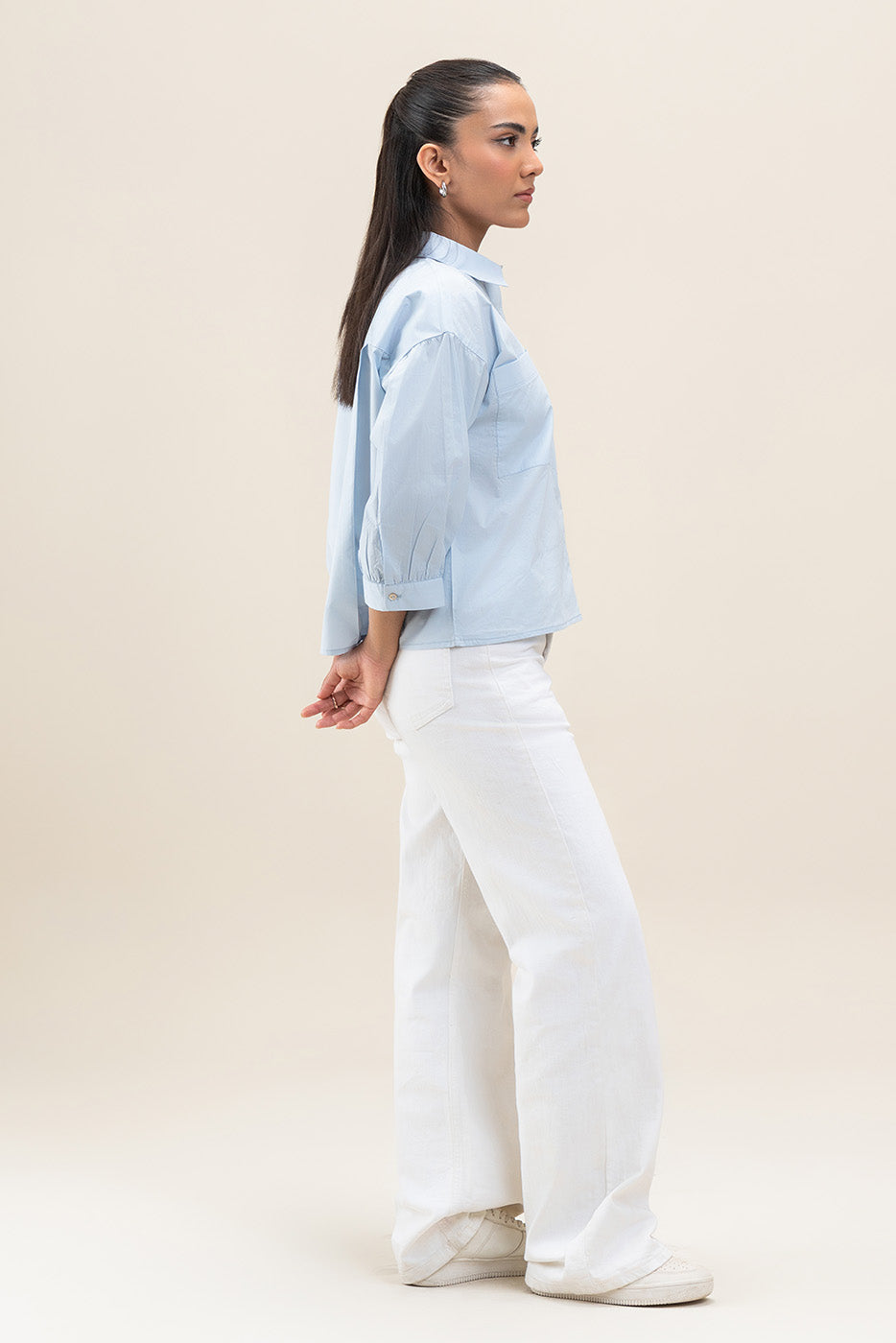 CROPPED BUTTON-THROUGH BOXY SHIRT