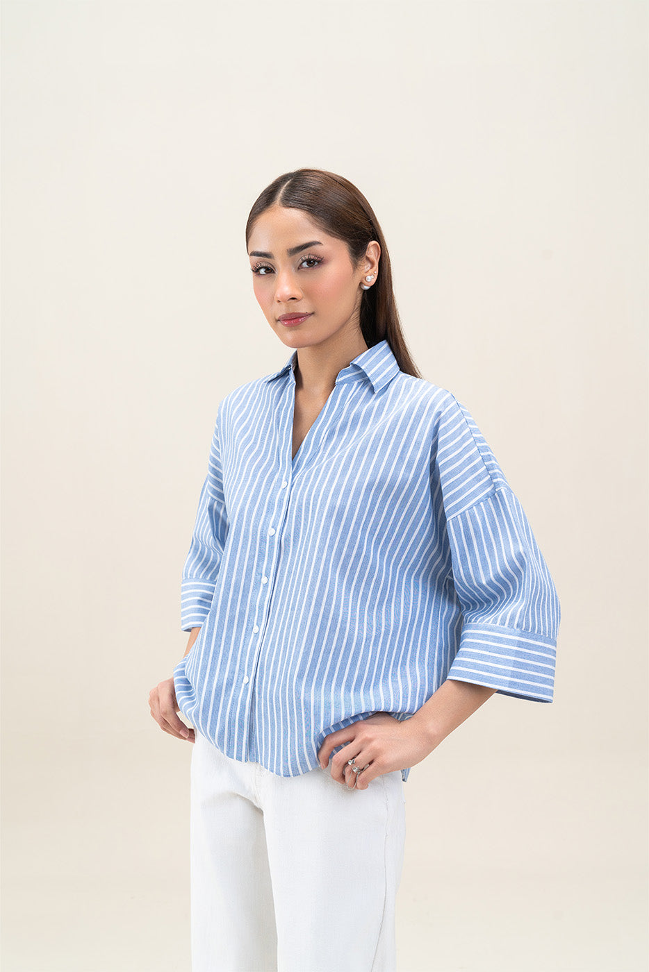 STRIPED BUTTON-THROUGH SHIRT