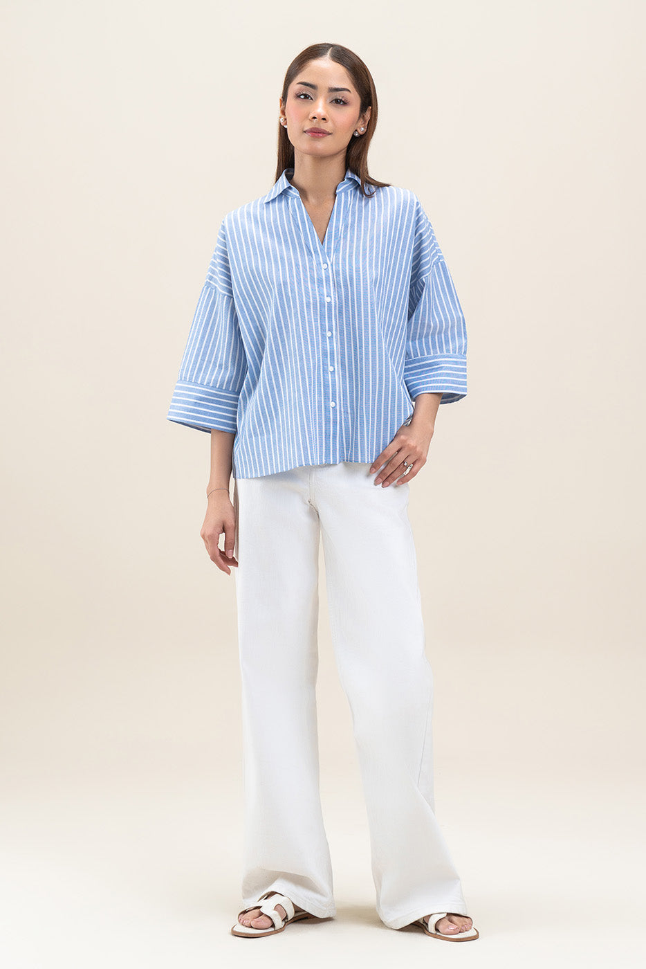 STRIPED BUTTON-THROUGH SHIRT