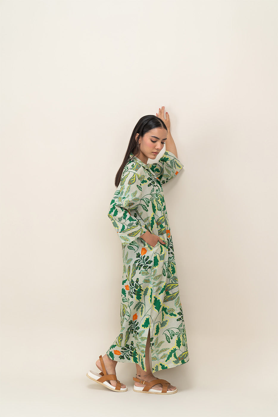 PRINTED COLLAR DRESS