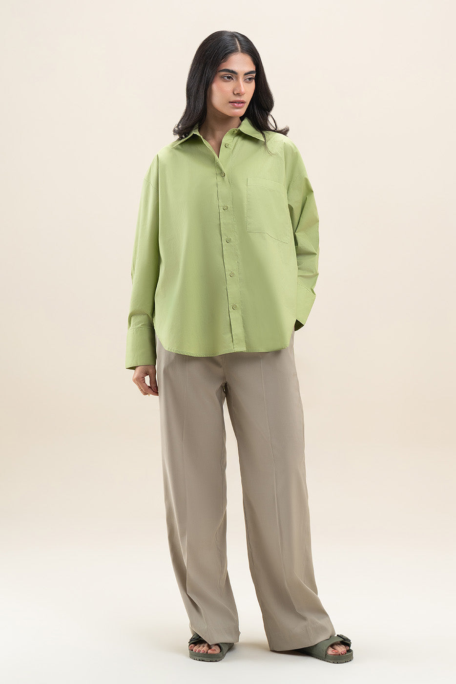OVERSIZED POPLIN BUTTON-THROUGH SHIRT