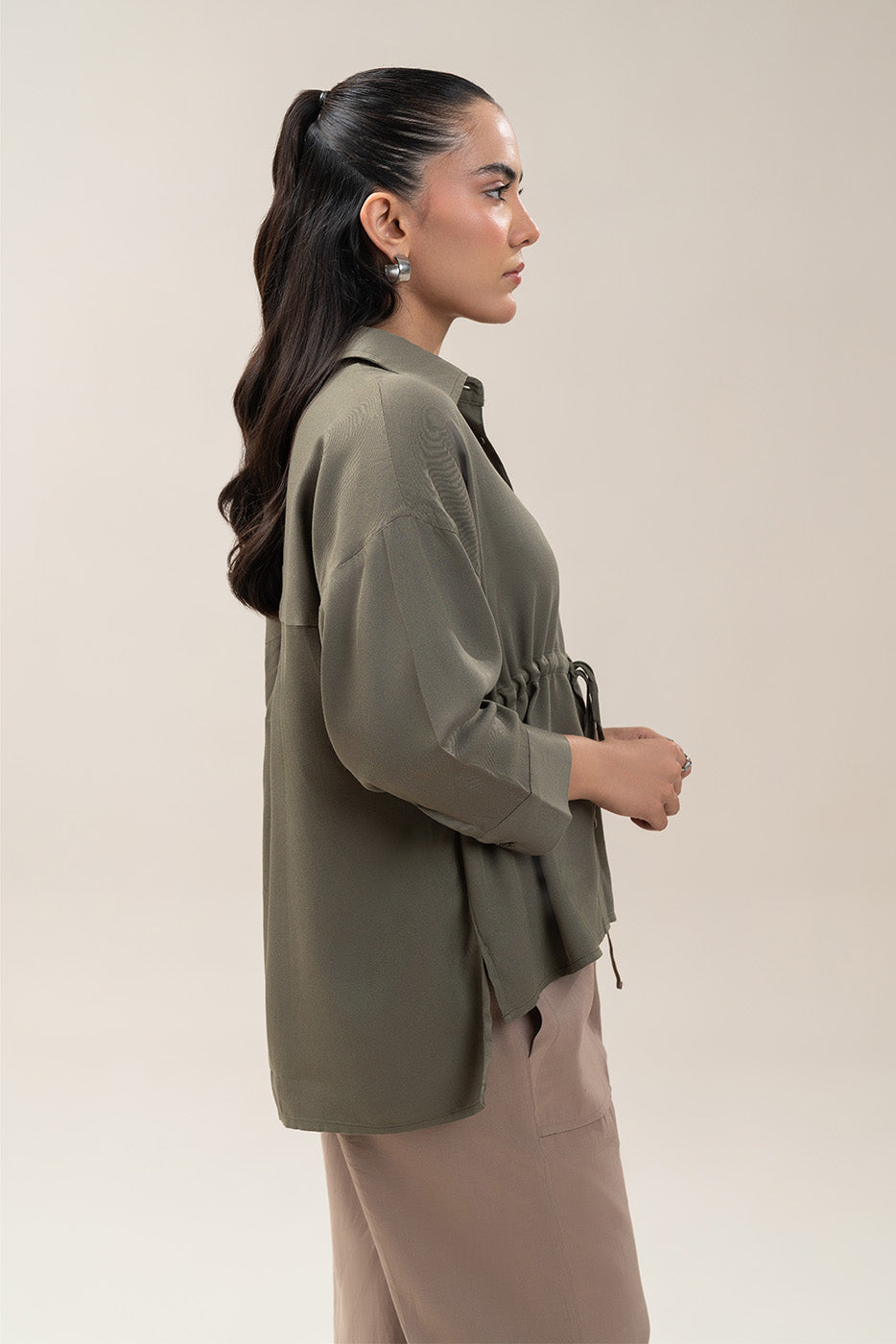 BUTTON-THROUGH ADJUSTABLE WAIST TOP
