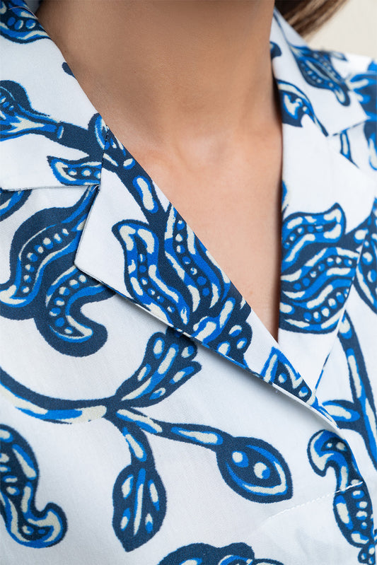 FLORAL NOTCH COLLAR BLOUSE