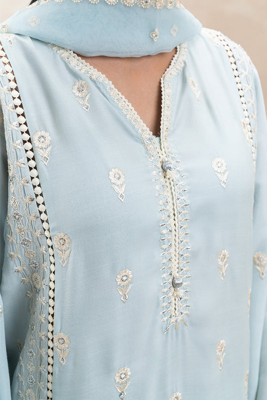 3 PIECE EMBROIDERED RAW SILK SUIT (LUXURY-PRET)